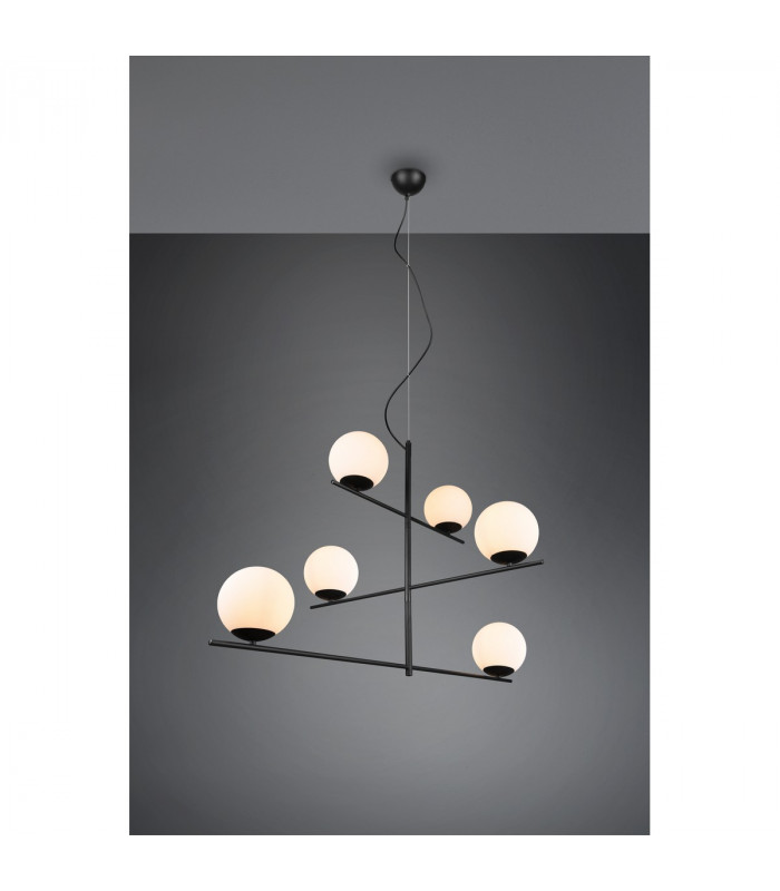 Pure Modern 6 Light Multi Arm Pendant Ceiling Light Black Matt-2