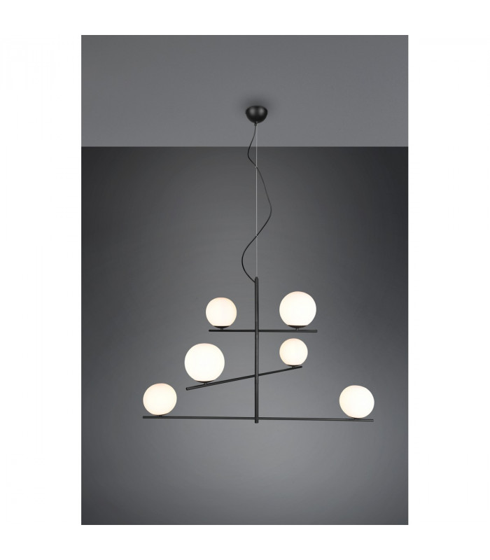 Pure Modern 6 Light Multi Arm Pendant Ceiling Light Black Matt-3