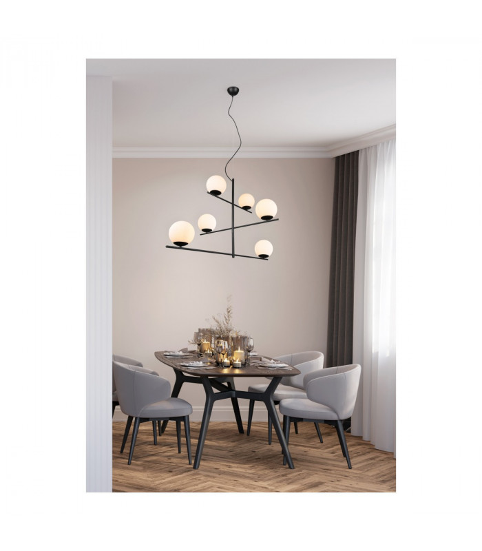 Pure Modern 6 Light Multi Arm Pendant Ceiling Light Black Matt-6