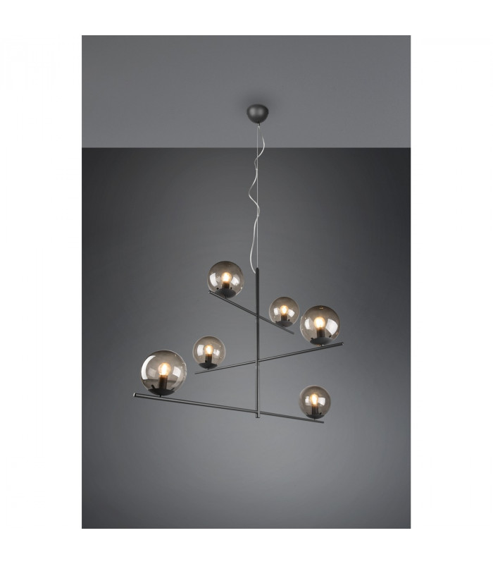 Pure Modern 6 Light Multi Arm Pendant Ceiling Light Anthracite-2