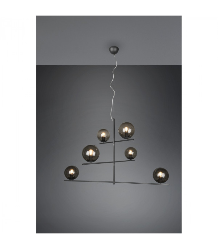 Pure Modern 6 Light Multi Arm Pendant Ceiling Light Anthracite-3