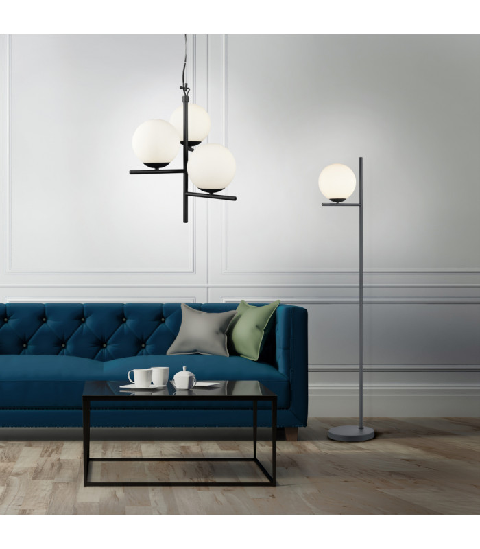 Pure Modern 3 Light Multi Arm Pendant Ceiling Light Black Matt-2