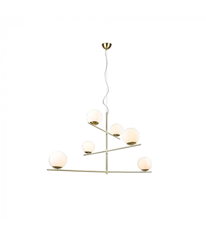 Pure Modern 6 Light Multi Arm Pendant Ceiling Light Brass Matt-1
