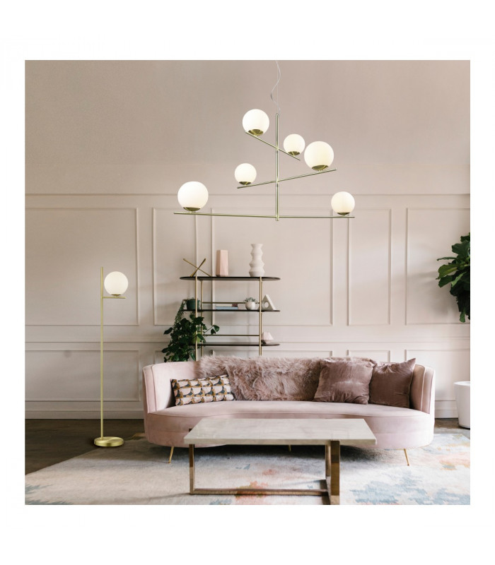 Pure Modern 6 Light Multi Arm Pendant Ceiling Light Brass Matt-6