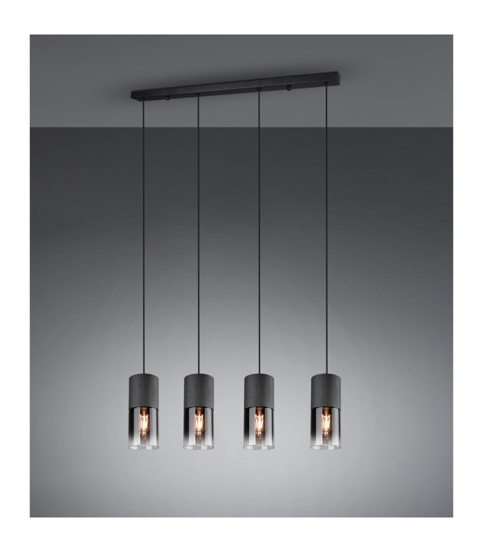 Robin Modern 4 Light Bar Pendant Ceiling Light Black Matt-4