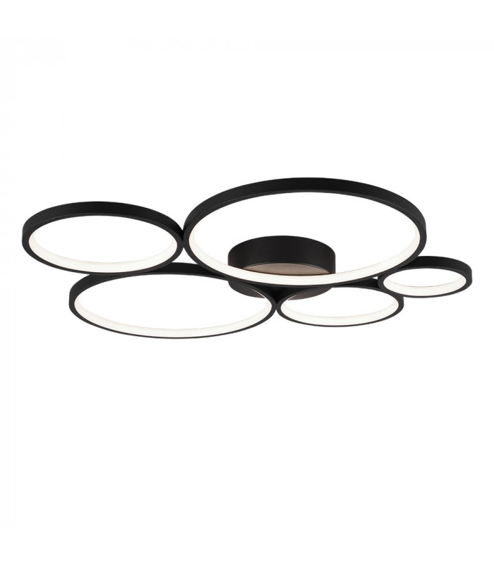 Rondo Modern 49W LED Semi Flush Light Black Matt 3000K-1