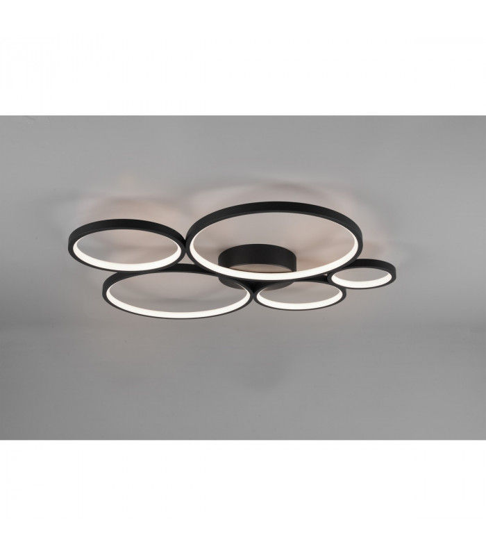 Rondo Modern 49W LED Semi Flush Light Black Matt 3000K-2