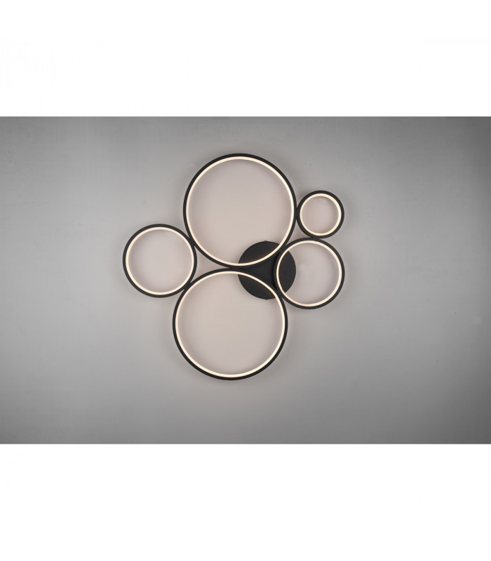 Rondo Modern 49W LED Semi Flush Light Black Matt 3000K-3