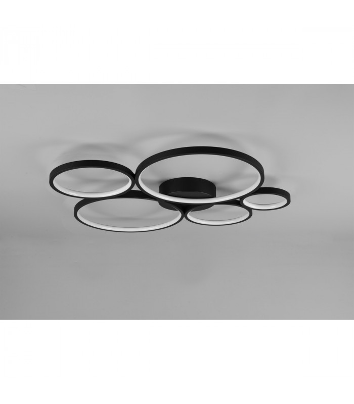 Rondo Modern 49W LED Semi Flush Light Black Matt 3000K-5