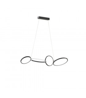 Rondo Modern 37W LED Pendant Ceiling Light Black Matt 3000K-1