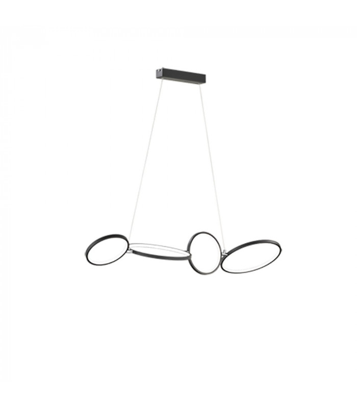 Rondo Modern 37W LED Pendant Ceiling Light Black Matt 3000K-1