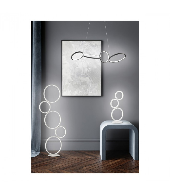Rondo Modern 37W LED Pendant Ceiling Light Black Matt 3000K-4