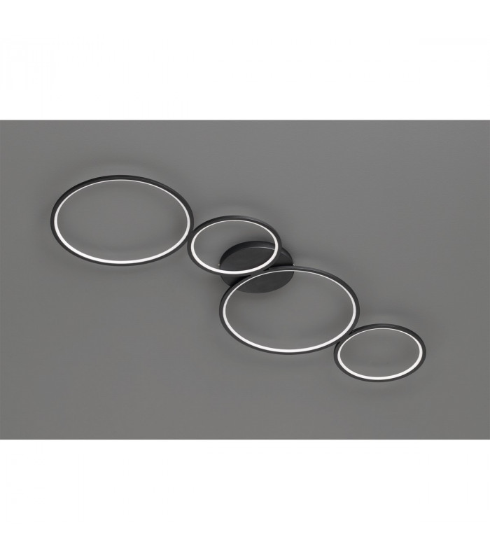 Rondo Modern 37W LED Semi Flush Light Black Matt 3000K-2