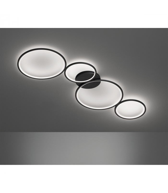 Rondo Modern 37W LED Semi Flush Light Black Matt 3000K-3