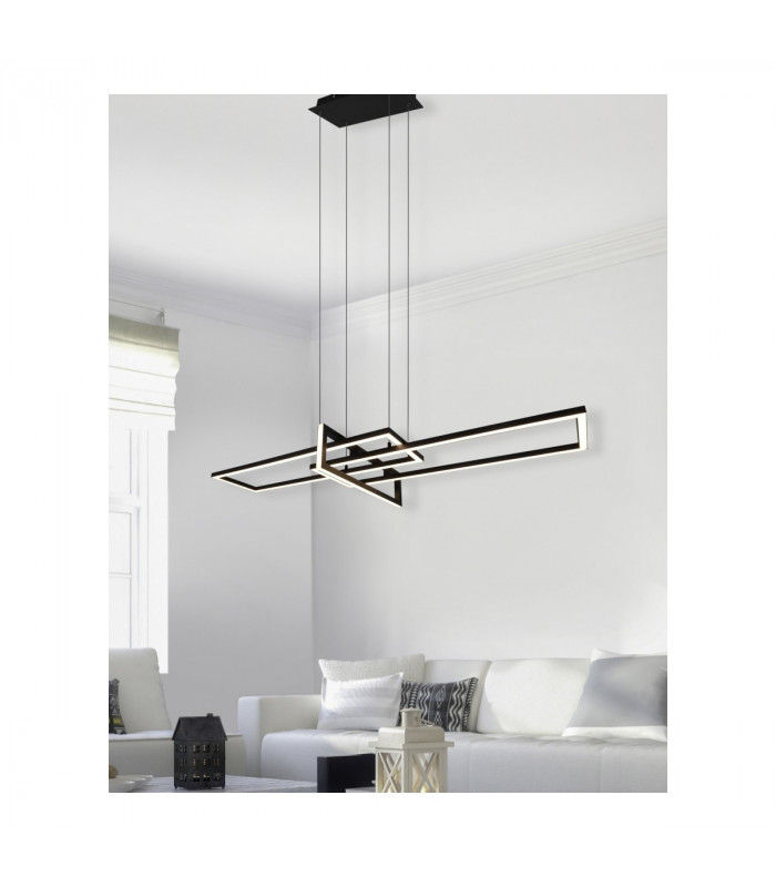 Salinas Modern Bar Pendant Ceiling Light Black Matt 3000K-6