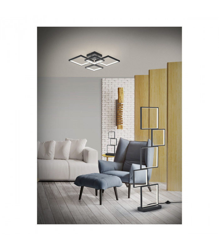 Sorrento Modern 24W LED Semi Flush Light Black Matt 3000K-3