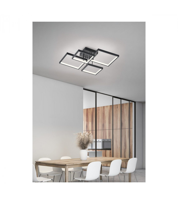 Sorrento Modern 24W LED Semi Flush Light Black Matt 3000K-4