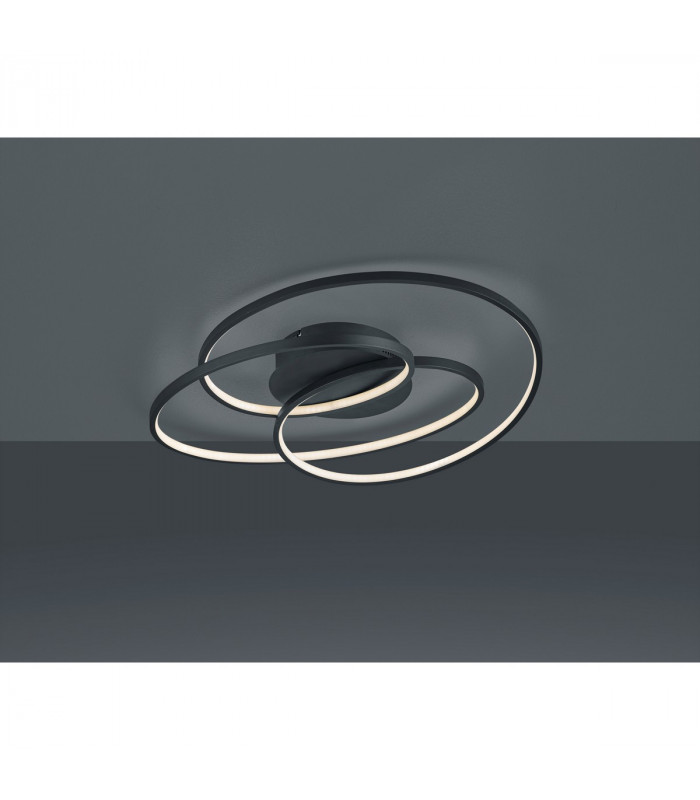 Gale Modern 38.5W LED Semi Flush Light Black Matt 3000K-2