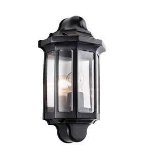Outdoor Wall Lantern Satin Black Paint, Clear Polycarbonate IP44, E27 - 1
