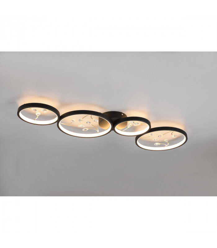 Groovy Modern 37W LED Semi Flush Light Black Matt 3000K-2