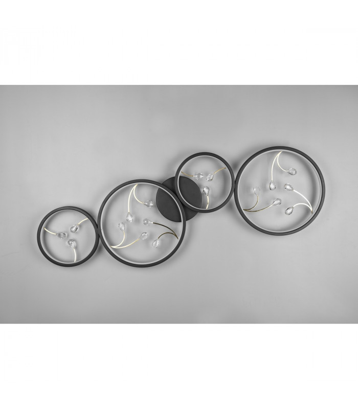Groovy Modern 37W LED Semi Flush Light Black Matt 3000K-5