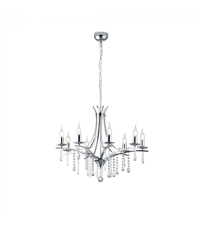 Lucerna Modern 8 Light Multi Arm Pendant Ceiling Light Chrome-1