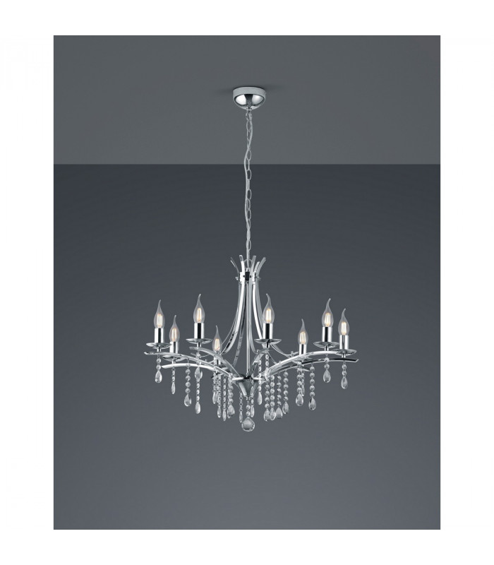 Lucerna Modern 8 Light Multi Arm Pendant Ceiling Light Chrome-2