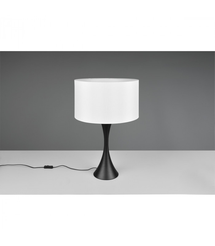 Sabia Modern 40cm Table Lamp with Round Shade Black Matt-3