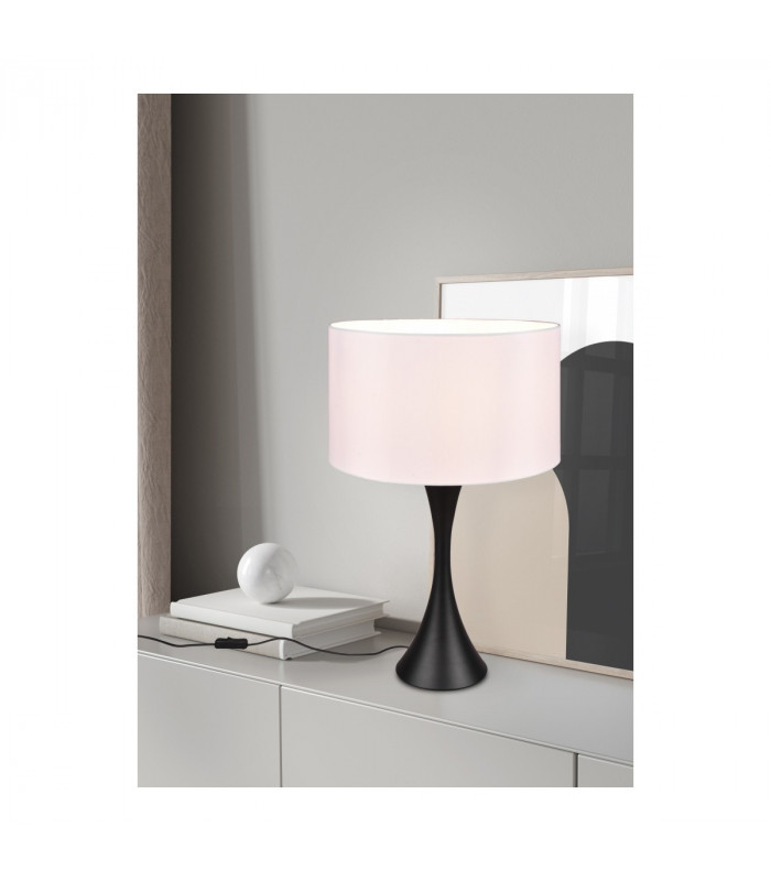 Sabia Modern 40cm Table Lamp with Round Shade Black Matt-4