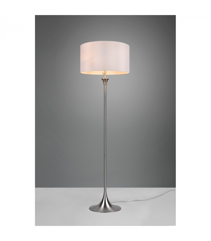 Sabia Modern 3 Light Floor Lamp with Shade Nickel Matt-2