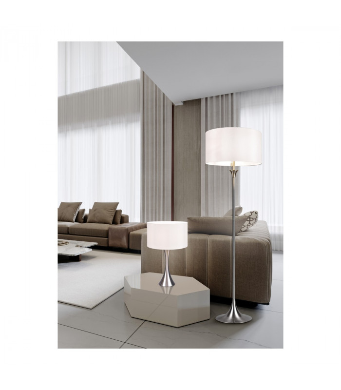 Sabia Modern 3 Light Floor Lamp with Shade Nickel Matt-5