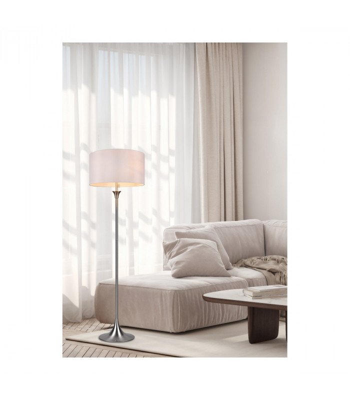 Sabia Modern 3 Light Floor Lamp with Shade Nickel Matt-6