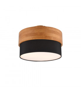 Seasons Modern 30cm 2 Light Cylindrical Ceiling Light Nickel Matt Black Shade-1