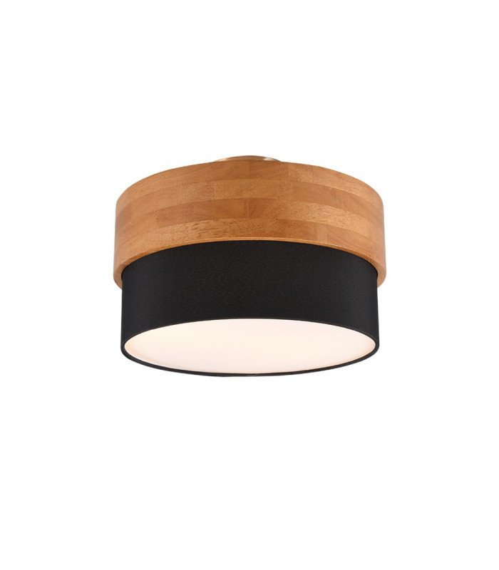 Seasons Modern 30cm 2 Light Cylindrical Ceiling Light Nickel Matt Black Shade-1