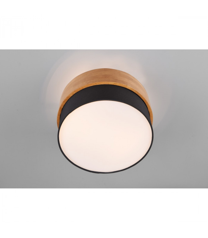 Seasons Modern 30cm 2 Light Cylindrical Ceiling Light Nickel Matt Black Shade-3