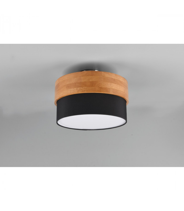 Seasons Modern 30cm 2 Light Cylindrical Ceiling Light Nickel Matt Black Shade-4