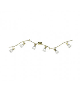 Levisto Modern 6 Light Ceiling Spotlight Bar Brass Matt 3000K-1