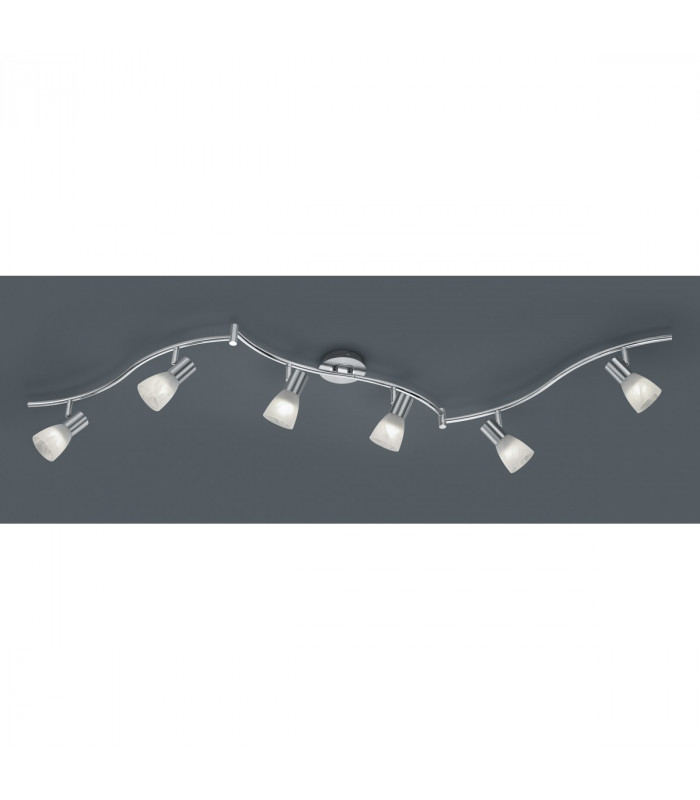 Levisto Modern 6 Light Ceiling Spotlight Bar Nickel Matt 3000K-2