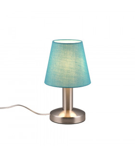 Mats Ii Young living Table Lamp with Round Tapered Shade Nickel Matt Turquoise Shade-1