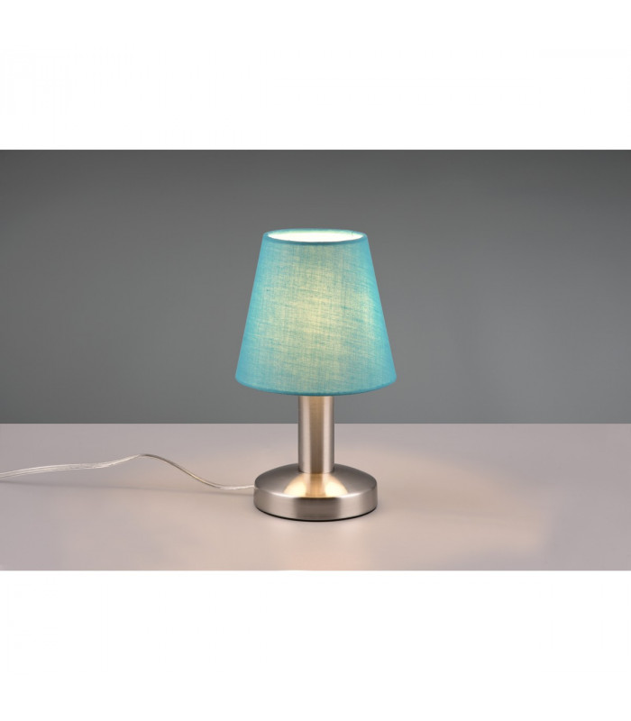 Mats Ii Young living Table Lamp with Round Tapered Shade Nickel Matt Turquoise Shade-2