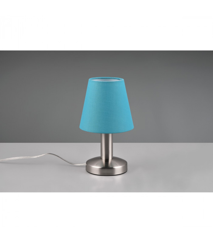 Mats Ii Young living Table Lamp with Round Tapered Shade Nickel Matt Turquoise Shade-3