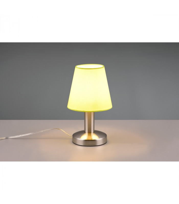 Mats Ii Young living Table Lamp with Round Tapered Shade Nickel Matt Green Shade-2