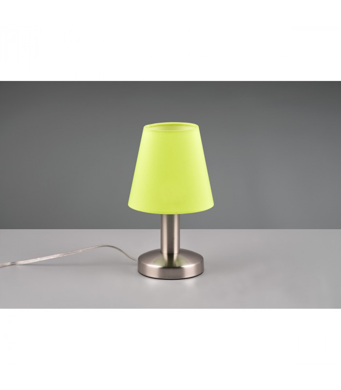 Mats Ii Young living Table Lamp with Round Tapered Shade Nickel Matt Green Shade-3
