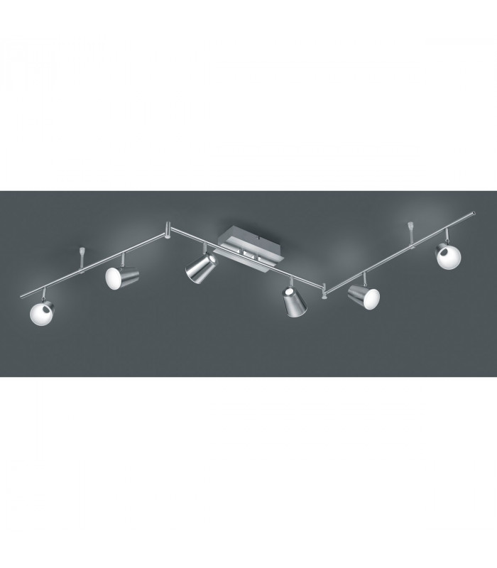 Narcos Modern 6 Light Ceiling Spotlight Bar Nickel Matt 3000K-2