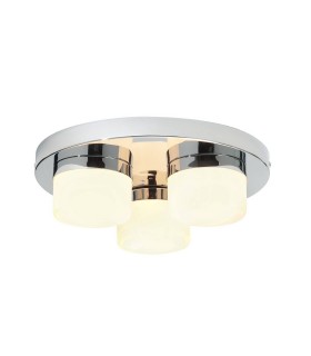 3 Light Semi Flush Bathroom Ceiling Light Chrome, Opal Glass IP44, G9 - 1
