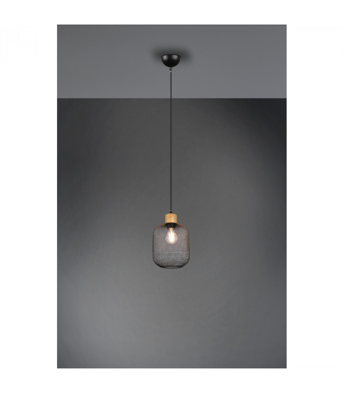 Calimero Vintage 18cm Wire Frame Pendant Ceiling Light Black Matt-2
