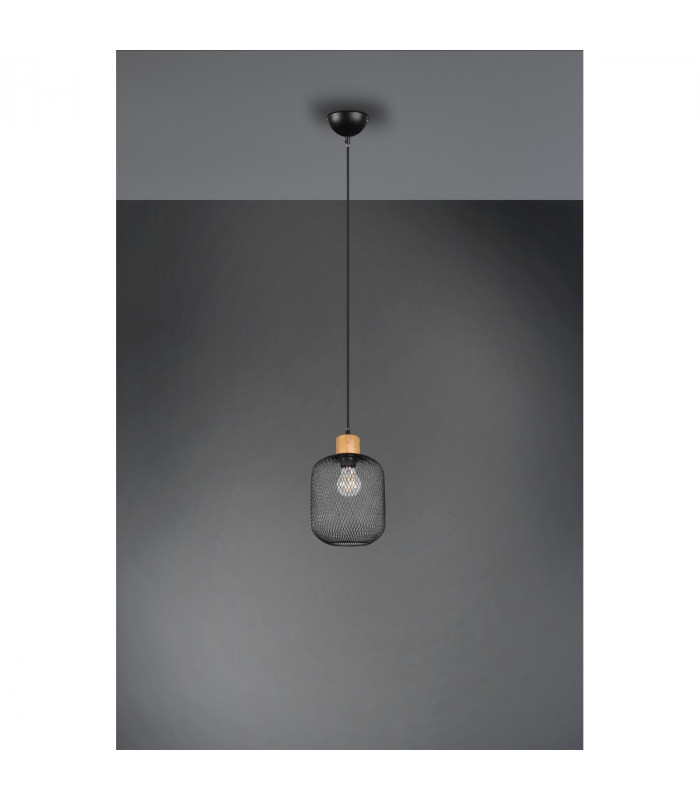 Calimero Vintage 18cm Wire Frame Pendant Ceiling Light Black Matt-3
