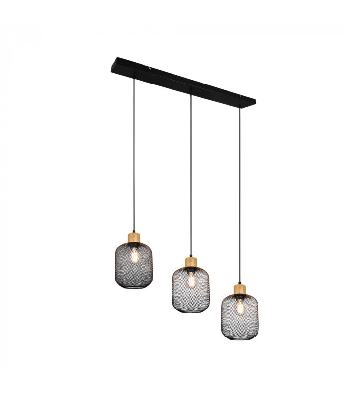 Calimero Vintage 3 Light Bar Pendant Ceiling Light Black Matt-1