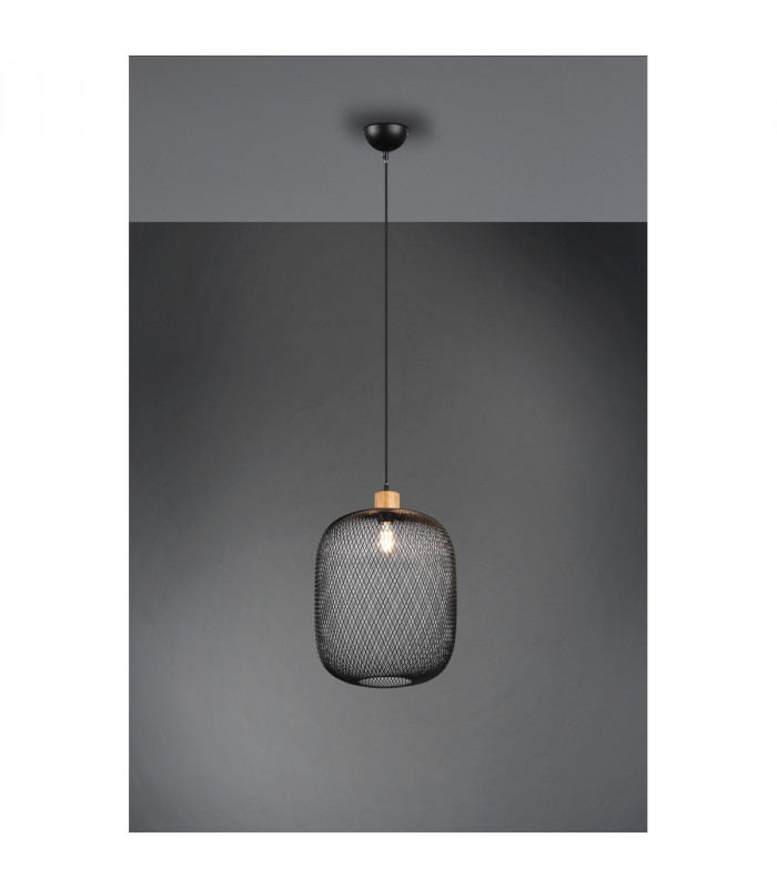 Calimero Vintage 33cm Wire Frame Pendant Ceiling Light Black Matt-2