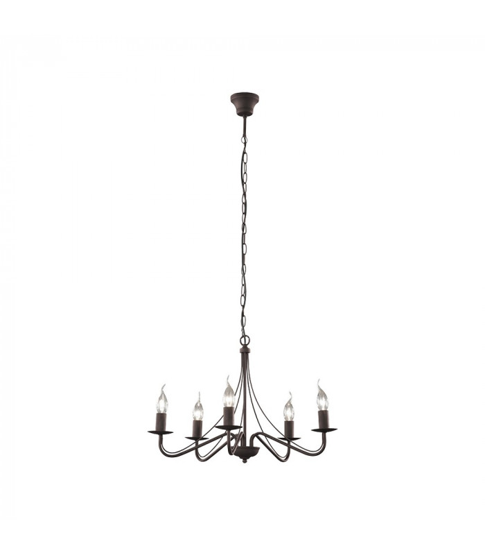 Country Authentic 5 Light Multi Arm Pendant Ceiling Light Rusty-1